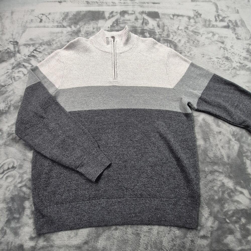 Dockers Sweater Mens Extra Large Gray Quarter Zip Mock Neck Colorblock Pullover